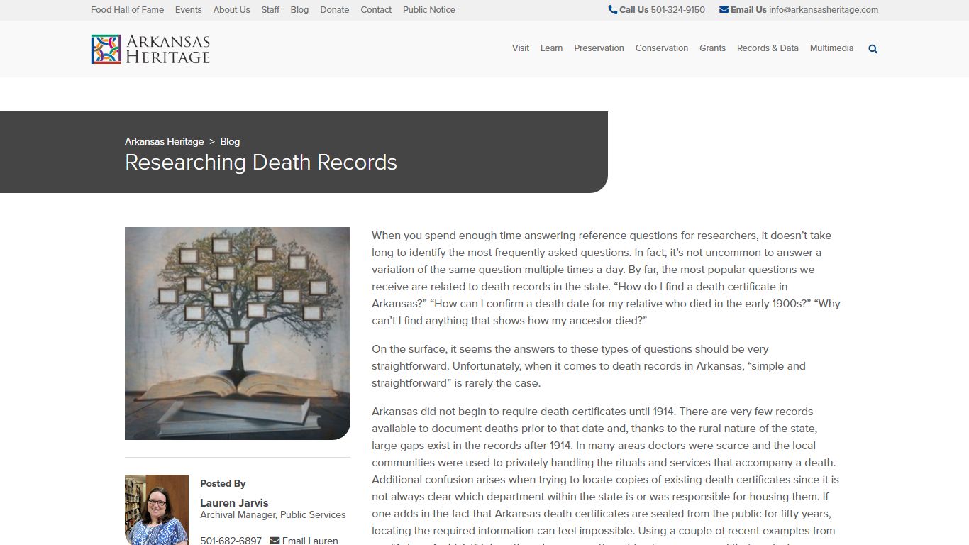 Researching Death Records - Department of Arkansas Heritage Home